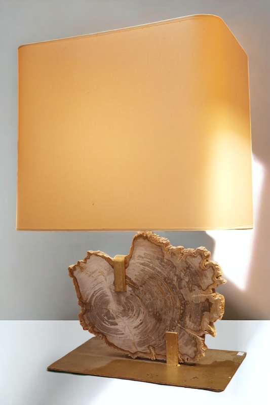 L 392 JC Fossilized wood mounted as a lamp 1980s