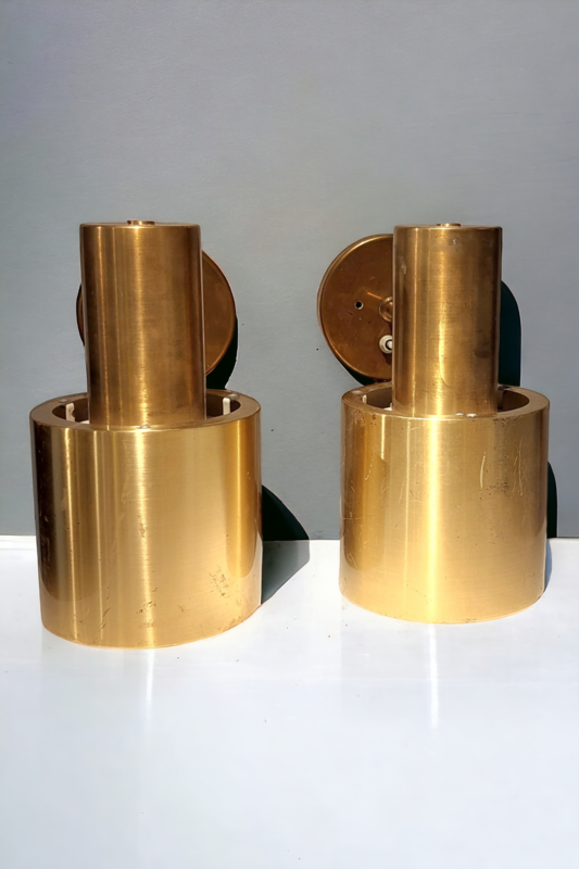 L 399 JC Danish Wall Lights in Brass by Jo Hammerborg for Fog & Mørup, 1960s,