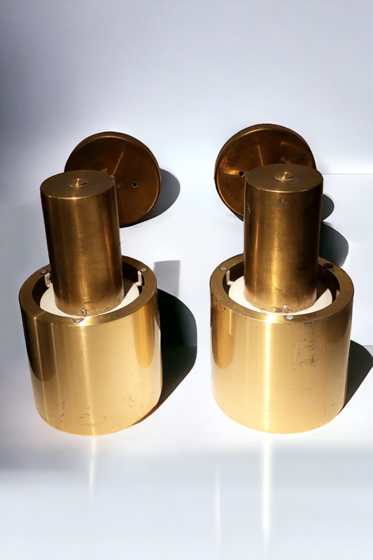 L 399 JC Danish Wall Lights in Brass by Jo Hammerborg for Fog & Mørup, 1960s,