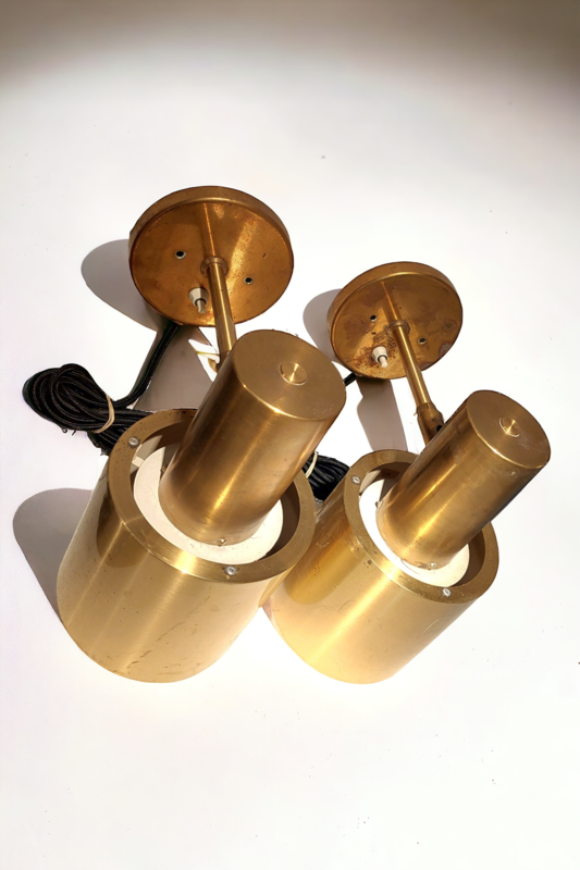 L 399 JC Danish Wall Lights in Brass by Jo Hammerborg for Fog & Mørup, 1960s,