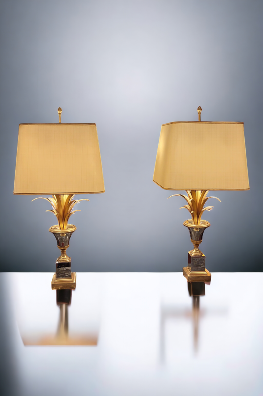 L 401 JC Pair 'palmtree' Hollywood regency tables lamp In the manner of Charles