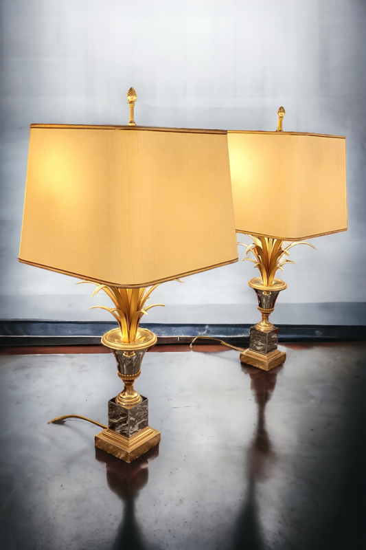 L 401 JC Pair 'palmtree' Hollywood regency tables lamp In the manner of Charles