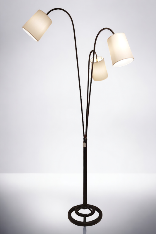 L 402 OB Wrought metal floor lamp in the manner of Royere France 1950s