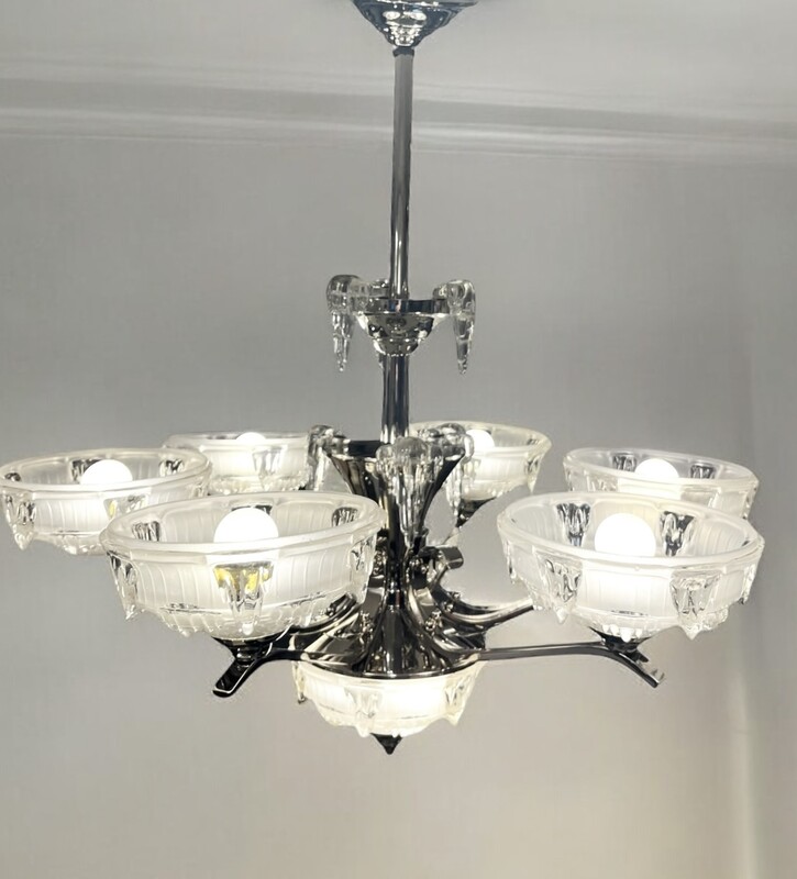 L 404 AG art deco chandelier by Ezan, circa 1930