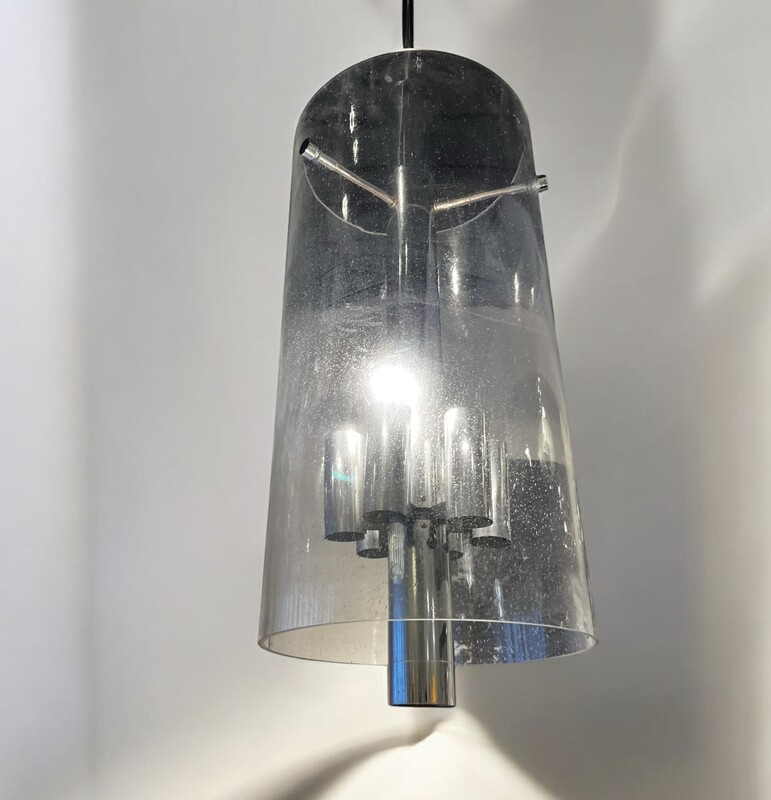 L 409 YD vintage chrome and glass lantern, 1970’s