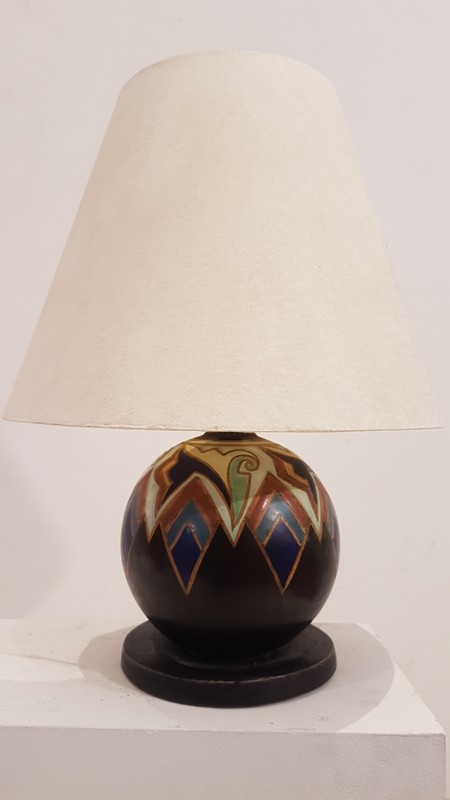 L 420 JC Art Deco ceramic ball lamp Ca 1930 Lighting Haute Antiques