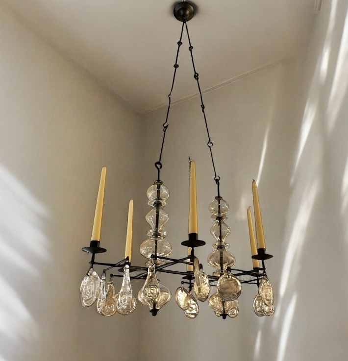 L 428 AG wrought iron brutalist chandelier by Hoglund