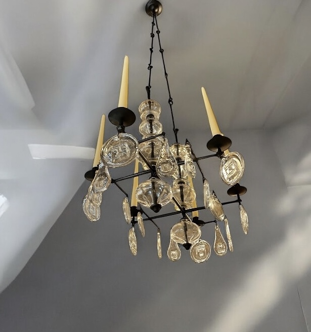 L 428 AG wrought iron brutalist chandelier by Hoglund