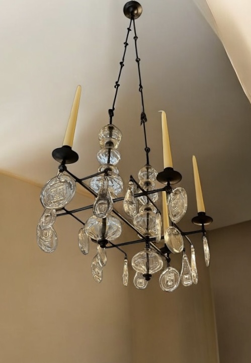 L 428 AG wrought iron brutalist chandelier by Hoglund