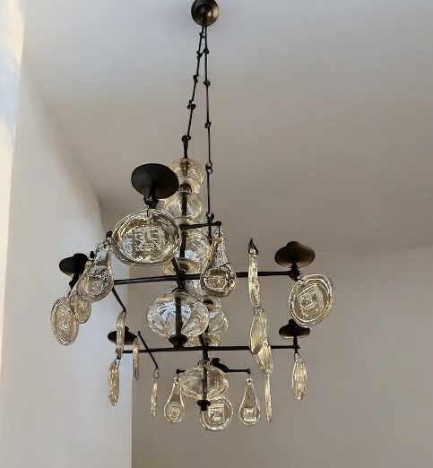 L 428 AG wrought iron brutalist chandelier by Hoglund