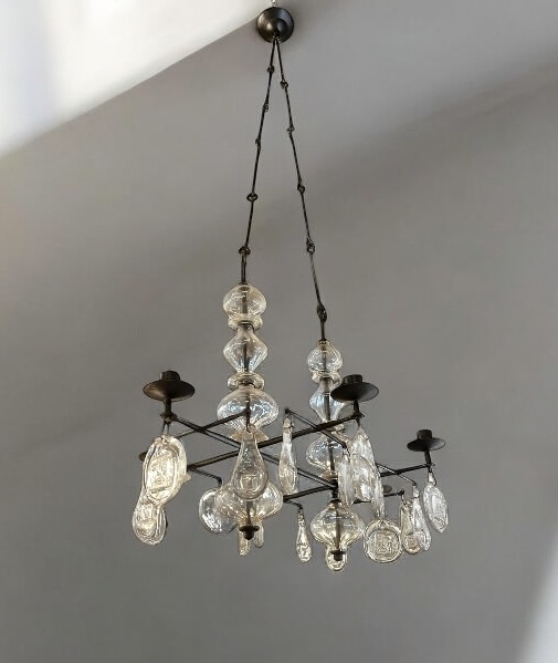 L 428 AG wrought iron brutalist chandelier by Hoglund