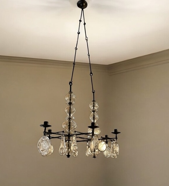 L 428 AG wrought iron brutalist chandelier by Hoglund