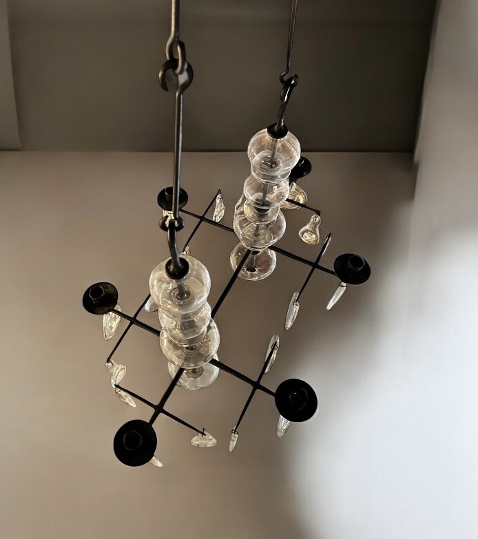 L 428 AG wrought iron brutalist chandelier by Hoglund