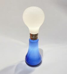 L 435 AG blue and white glass lamp by Mazzega