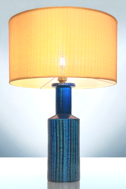 L 439 JC Rimini Bitossi Ceramic table lamp in blue by Aldo Londo, Italy 1960