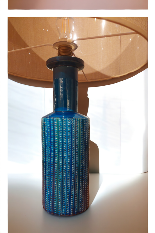 L 439 JC Rimini Bitossi Ceramic table lamp in blue by Aldo Londo, Italy 1960