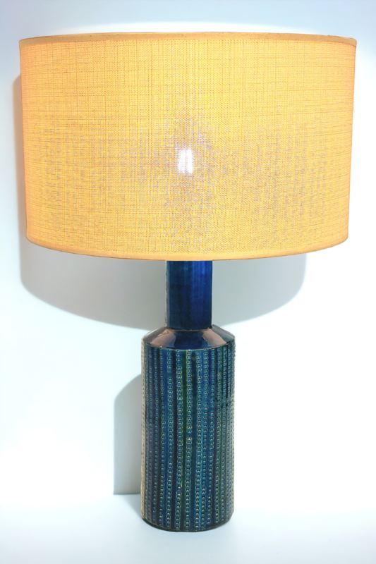 L 439 JC Rimini Bitossi Ceramic table lamp in blue by Aldo Londo, Italy 1960