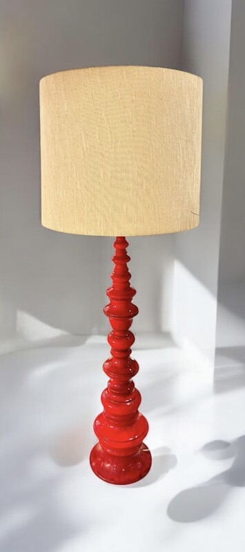 L 446 SC red ceramic floor lamp by Kaiser Ceramic, Germany 1970’s