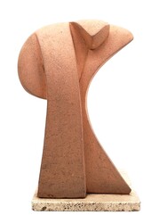 M 120 JC Terracotta abstract sculpture, signed, 1970s