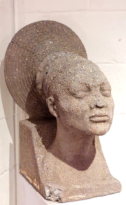 M 145 JC Head of Mangtebu woman, lava stone by Emile Adolphe Monier France 1930s