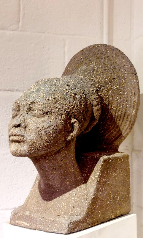 M 145 JC Head of Mangtebu woman, lava stone by Emile Adolphe Monier France 1930s