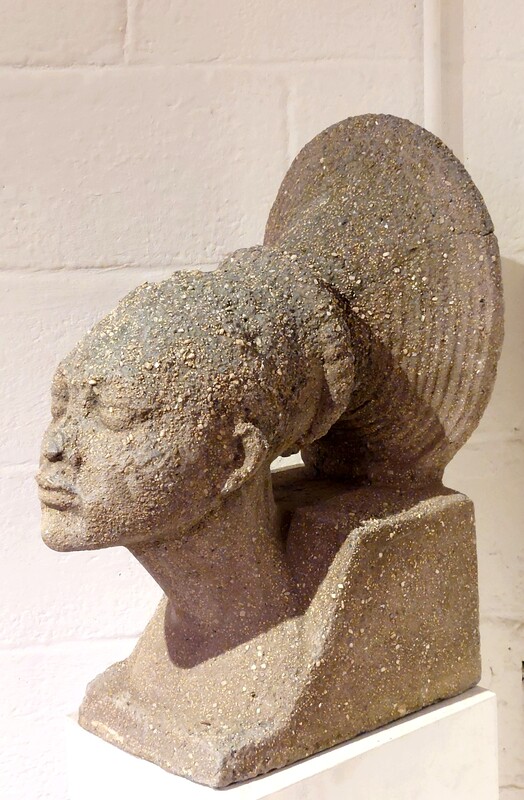 M 145 JC Head of Mangtebu woman, lava stone by Emile Adolphe Monier France 1930s