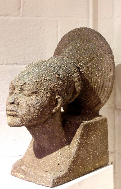 M 145 JC Head of Mangtebu woman, lava stone by Emile Adolphe Monier France 1930s