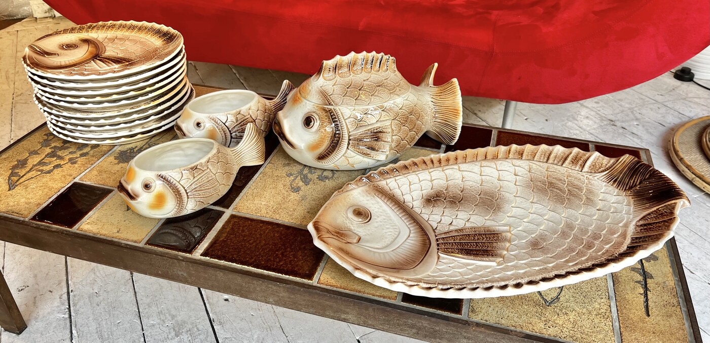 M 148 APO  fish ceramic table ware by Sarreguemines, France 