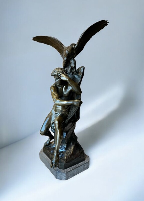 M 154 APO large bronze signed Emile Picault, «  le penseur » 