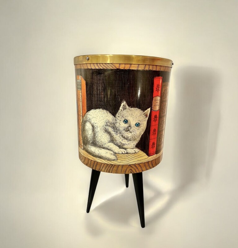 M 168 OB wastepaper basket by Fornasetti, 1950’s