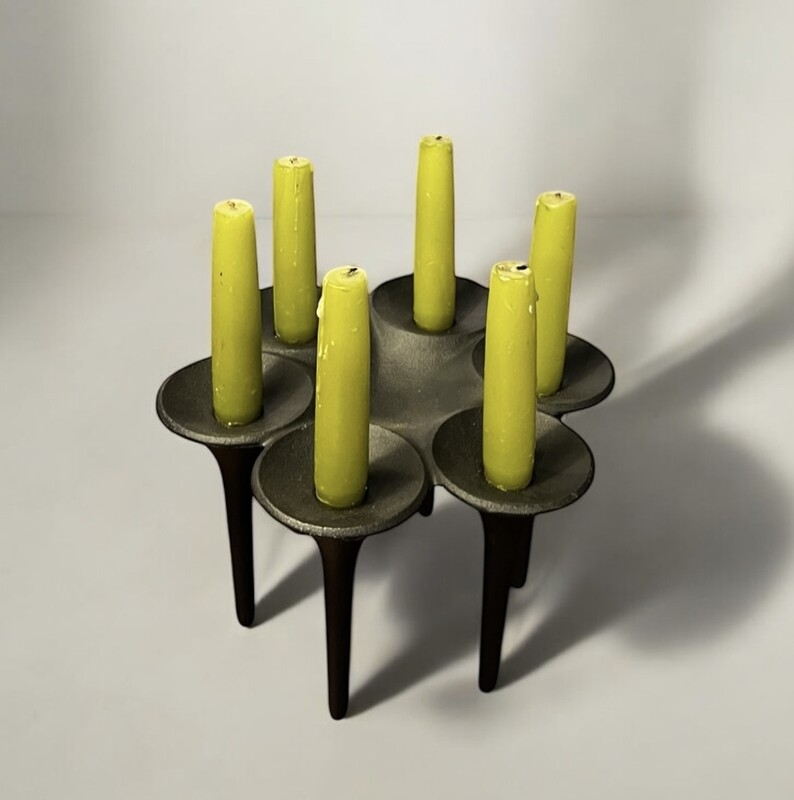 M 175 DAN Cast iron «  hornblower » candle holder by Christel & Christer Holmgren for Hygge, Denmark 1970’s