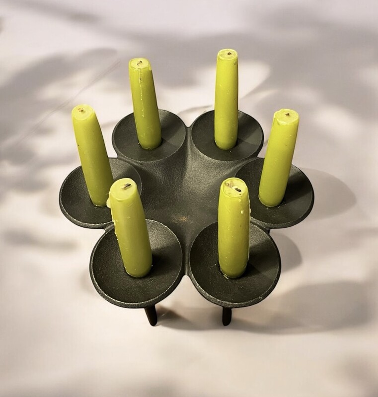 M 175 DAN Cast iron «  hornblower » candle holder by Christel & Christer Holmgren for Hygge, Denmark 1970’s