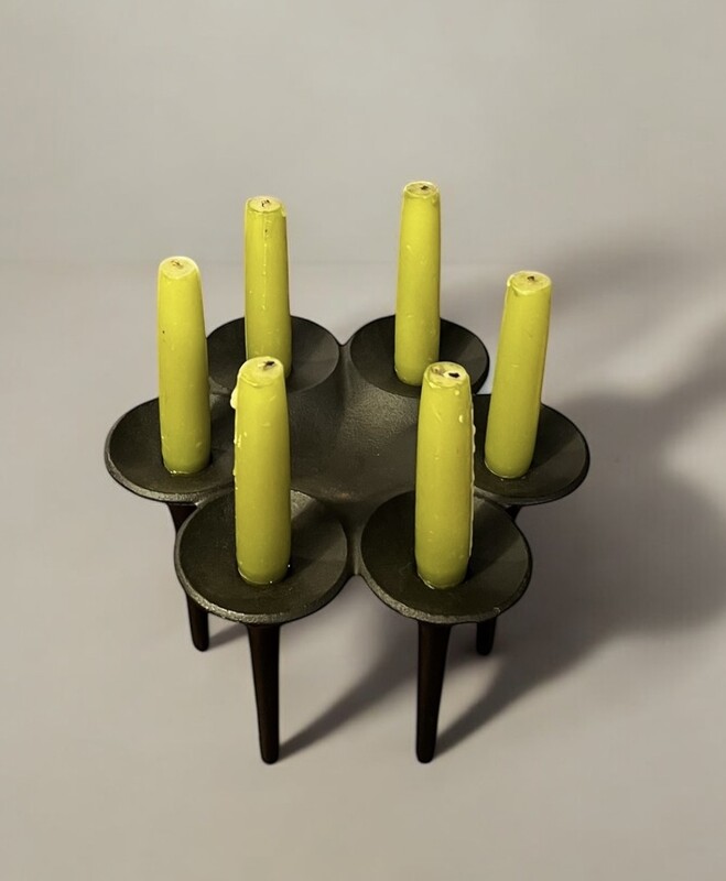 M 175 DAN Cast iron «  hornblower » candle holder by Christel & Christer Holmgren for Hygge, Denmark 1970’s