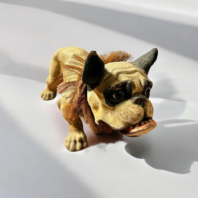 M 282 APO real size PAPIER MACHÉ ‘GROWLER’ BULLDOG PULL TOY, France circa 1900