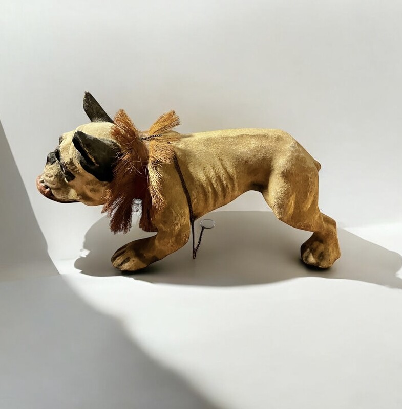 M 282 APO real size PAPIER MACHÉ ‘GROWLER’ BULLDOG PULL TOY, France circa 1900