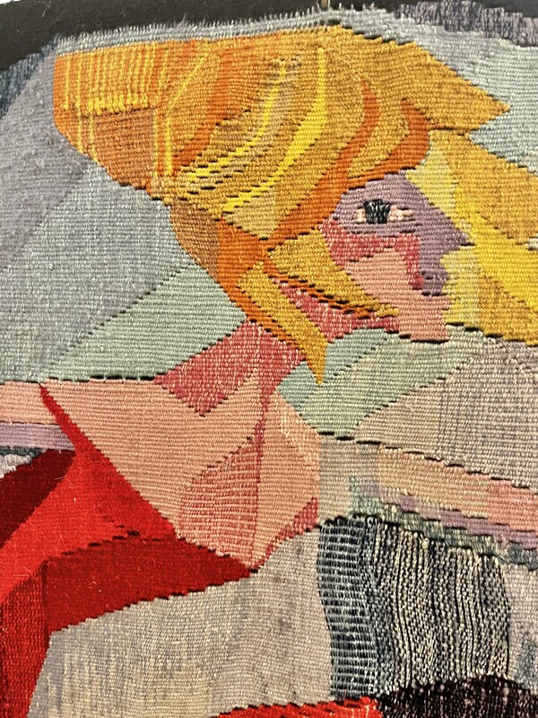 M 302 AG colored lady tapestry signed from 1960