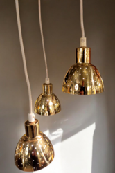 M 374 JC Set gilt brass hanging lamps by HANS-AGNE JAKOBSSON 1960s 