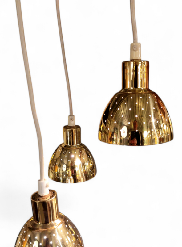 M 374 JC Set gilt brass hanging lamps by HANS-AGNE JAKOBSSON 1960s 