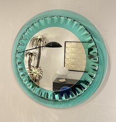 M 790 Av round blue Murano glass mirror, Italy 1960’s