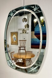 M 798 RD mid century mirror with blue frame, 1960´s