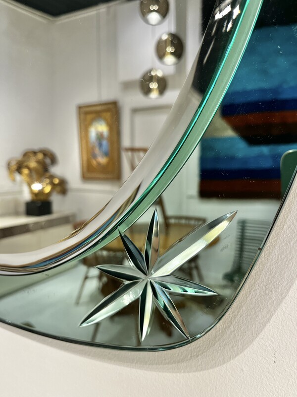 M 798 RD mid century mirror with blue frame, 1960´s