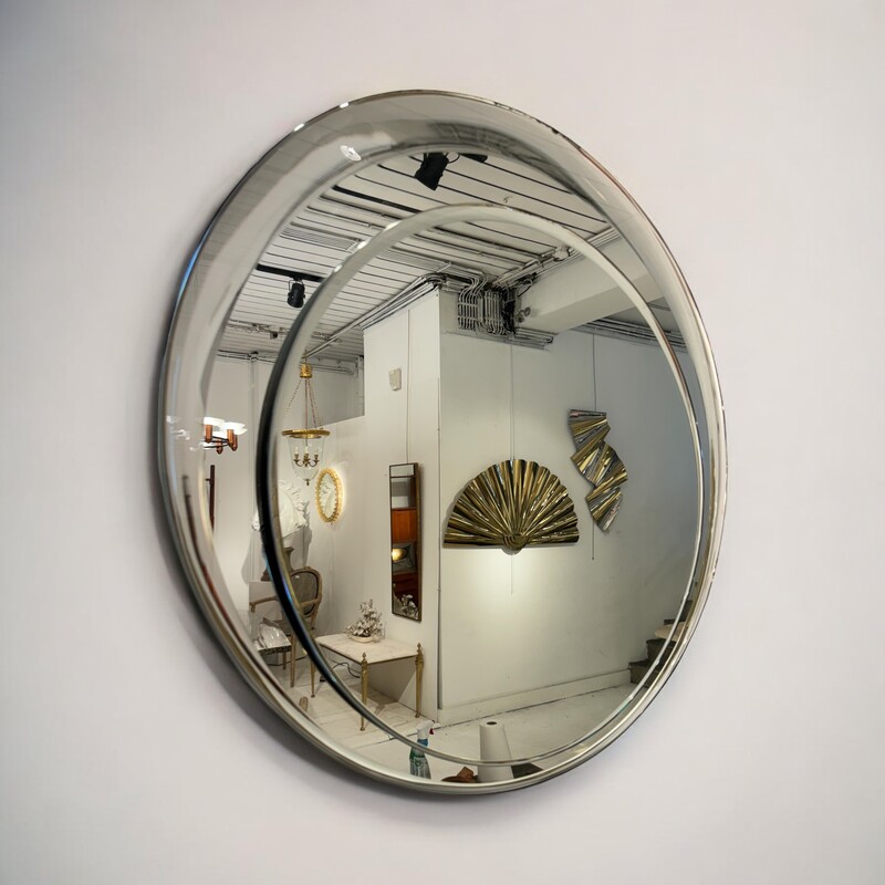 M 800 AV Pair of round beveled mirrors, Italy, 1960s