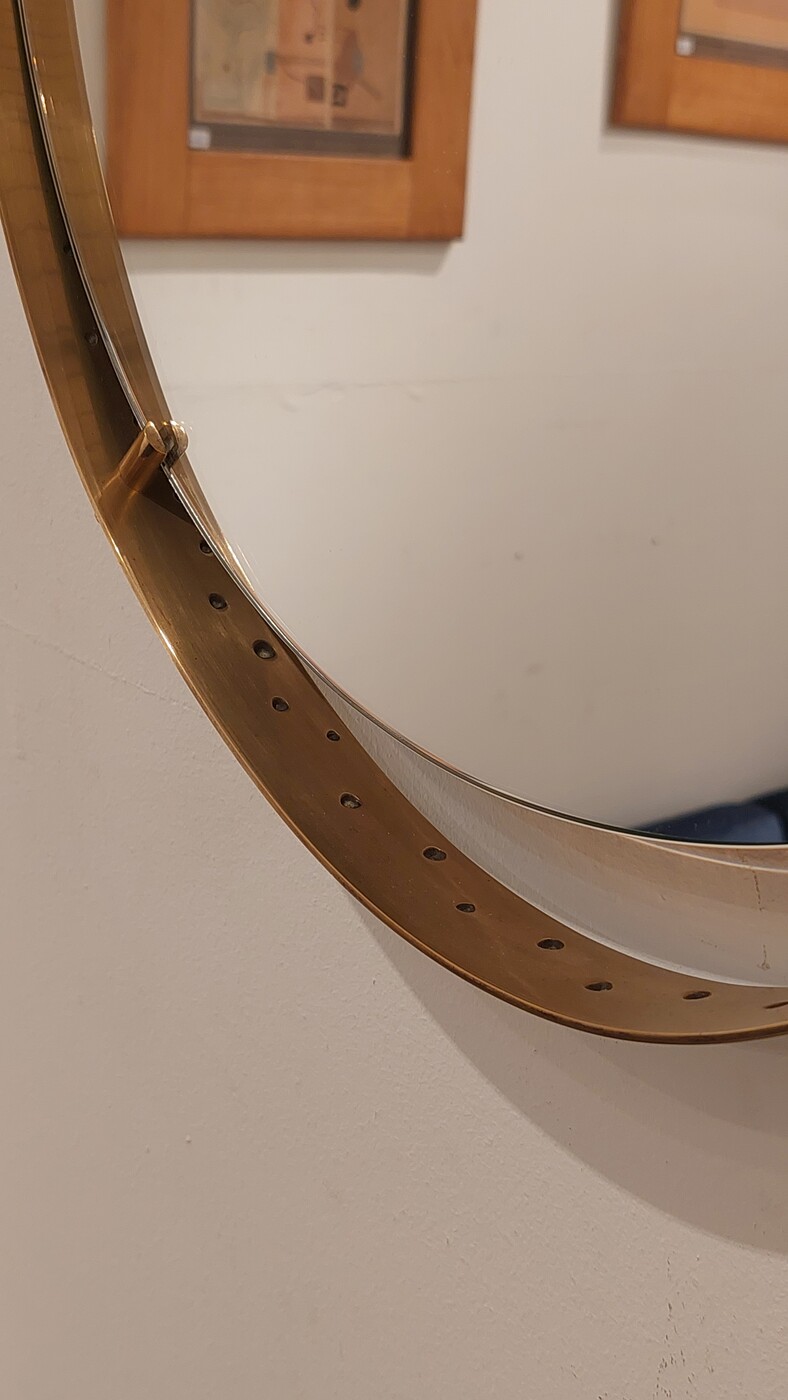 M 809 OB Drop shaped brass mirror, Italy 1960s 