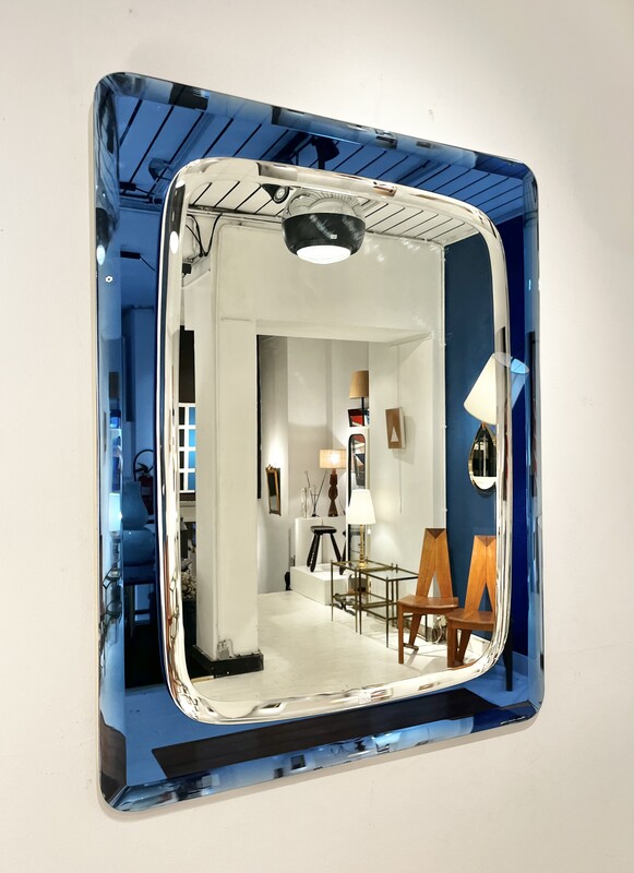 M 912 OB blue frame mirror by Cristal Arte, Italy 