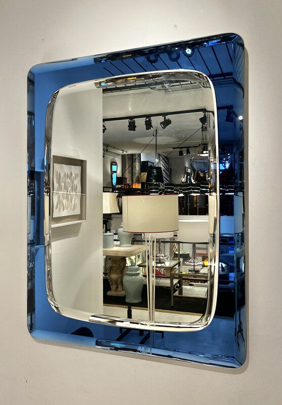 M 912 OB blue frame mirror by Cristal Arte, Italy 