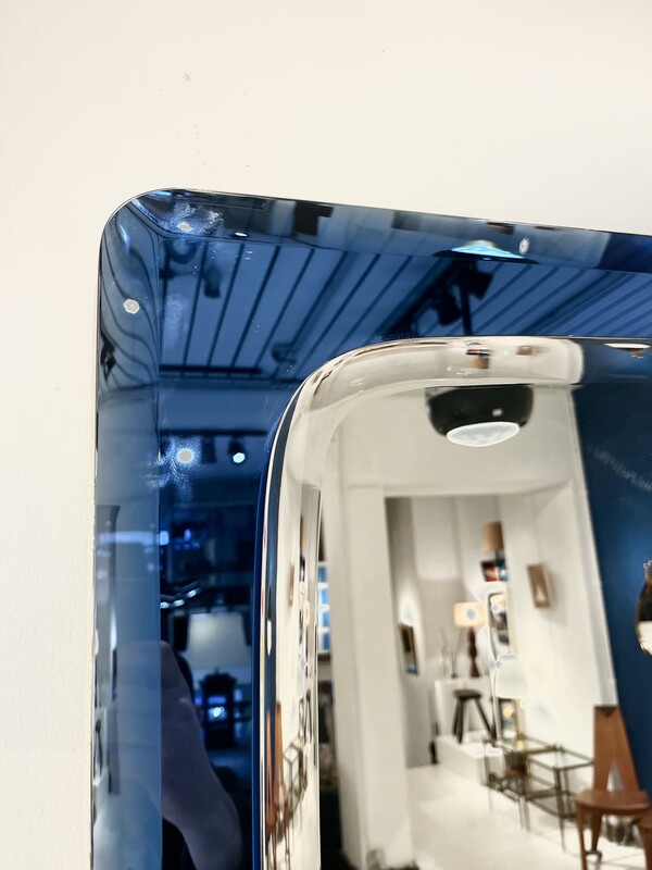 M 912 OB blue frame mirror by Cristal Arte, Italy 