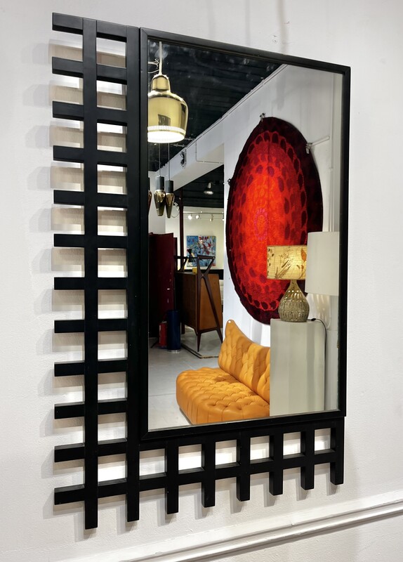 M 914 RD black geometrical frame mirror, 1980’s