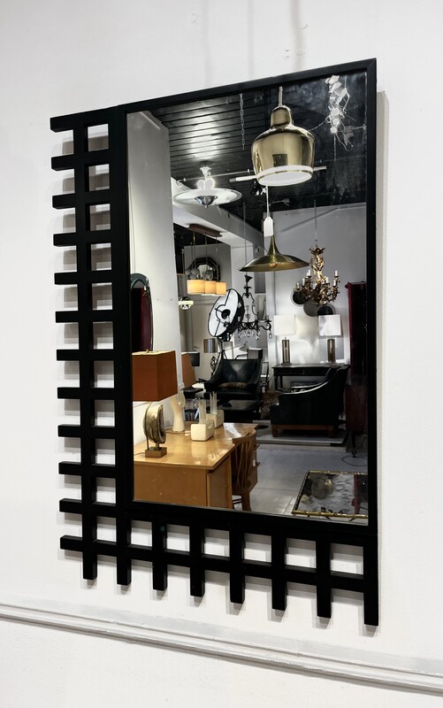 M 914 RD black geometrical frame mirror, 1980’s