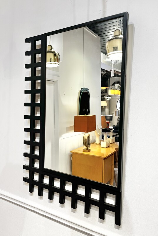 M 914 RD black geometrical frame mirror, 1980’s