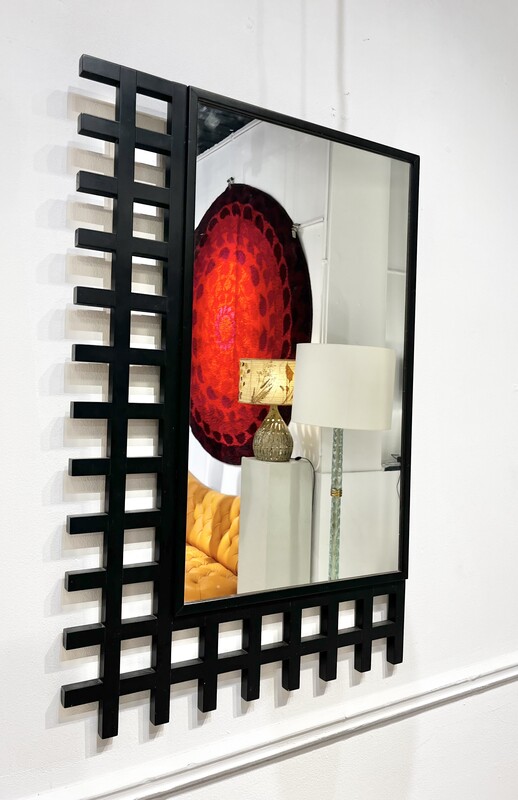 M 914 RD black geometrical frame mirror, 1980’s